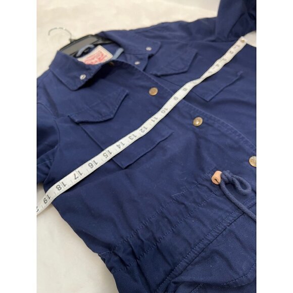 Levi’s Size XS Button Up Waist Tie Utility Field Jacket Navy 100% Cotton - Picture 3 of 11